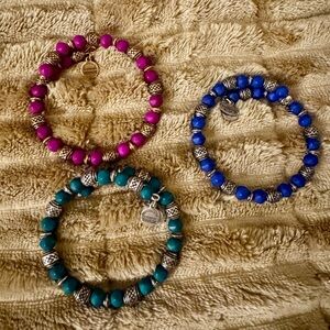 Alex and Ani Wrap Beaded Bracelet Set - Pink, Blue, and Green